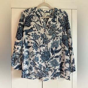 Spartina 449 Peeples Song Cora Slik Lowcountry Silk Blouse‎ Size Medium